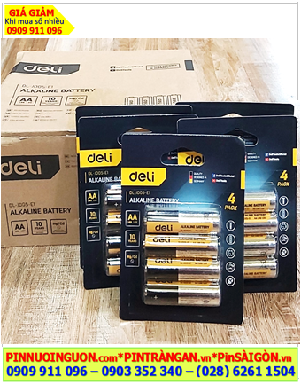 COMBO mua 01hộp 10vỉ = 40viên Pin AA 1.5v Alkaline DELI LR6 DL-JD05-E1, Giá chỉ 410.000/ 40viên